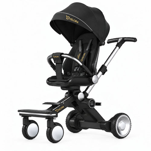 VELORA Electric Stroller Nocturne edition in black, front view